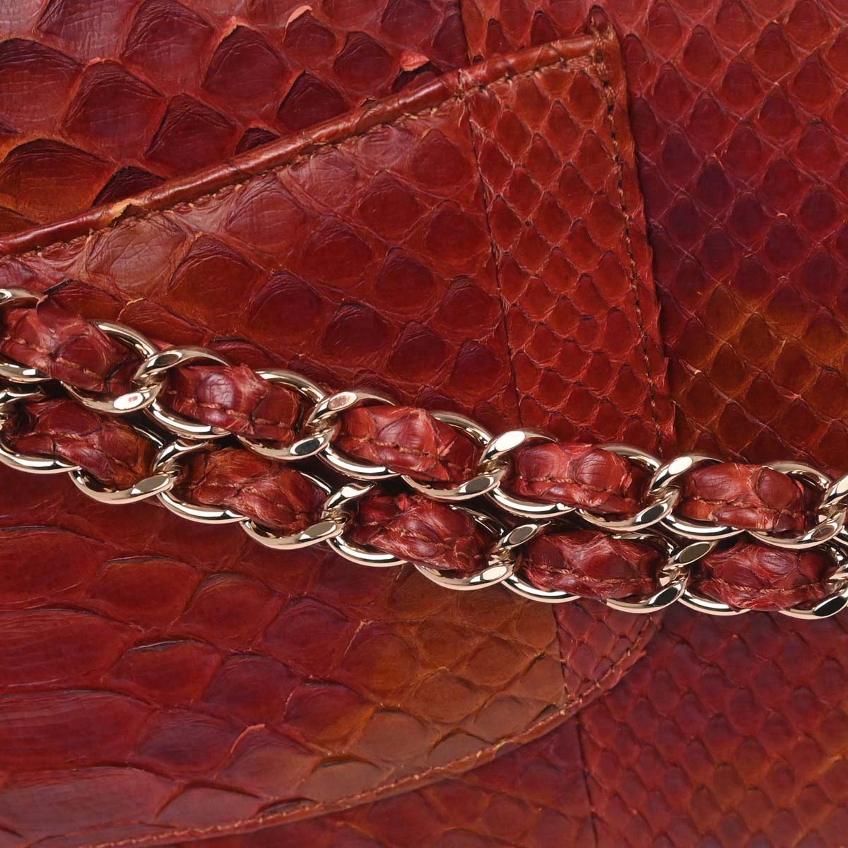 Chanel * Brown Python Medium Classic Double Flap Shoulder Bag