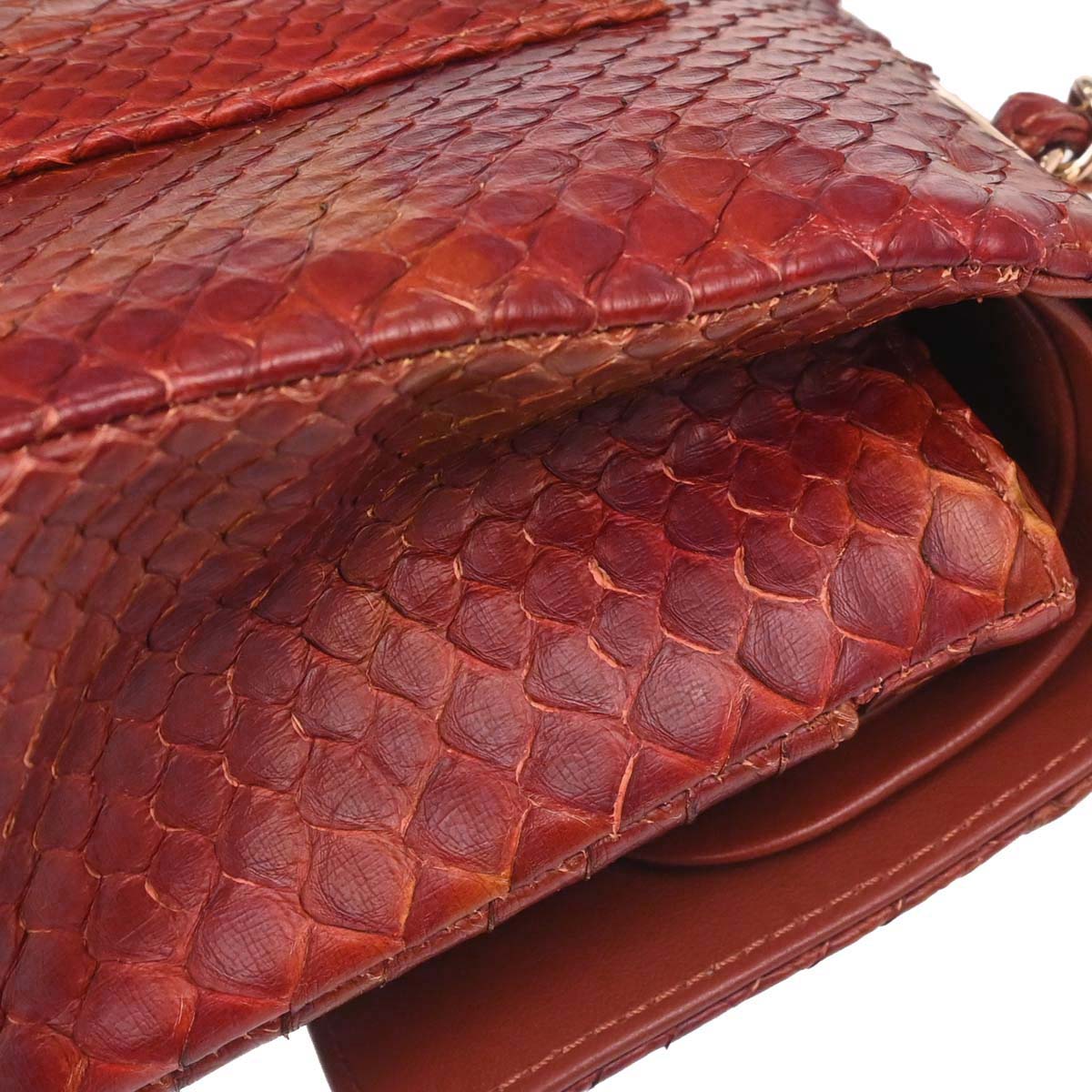 Chanel * Brown Python Medium Classic Double Flap Shoulder Bag