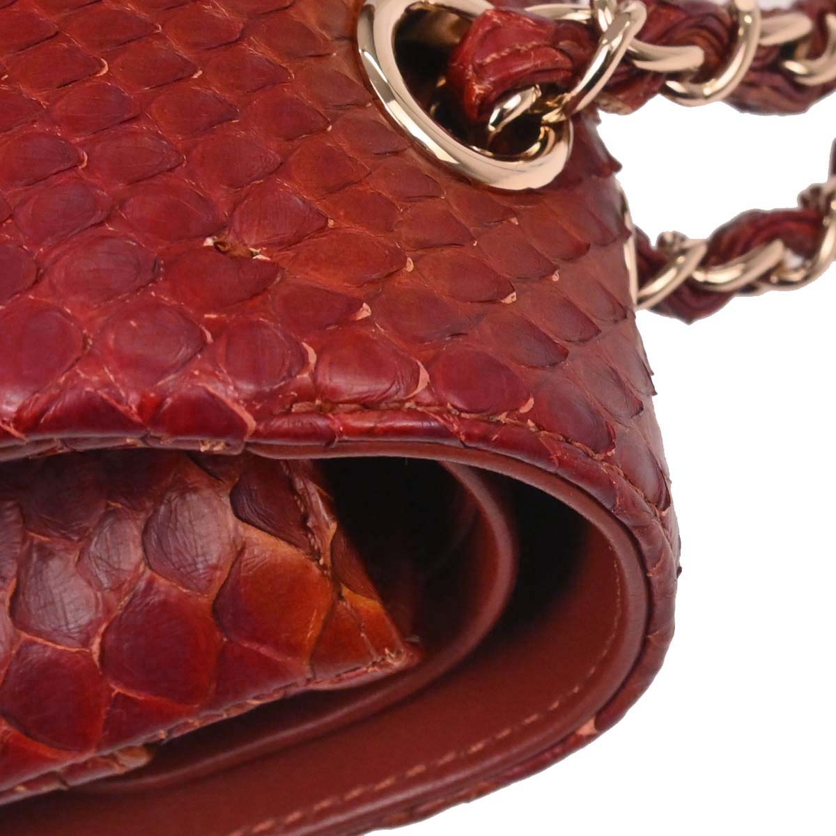 Chanel * Brown Python Medium Classic Double Flap Shoulder Bag