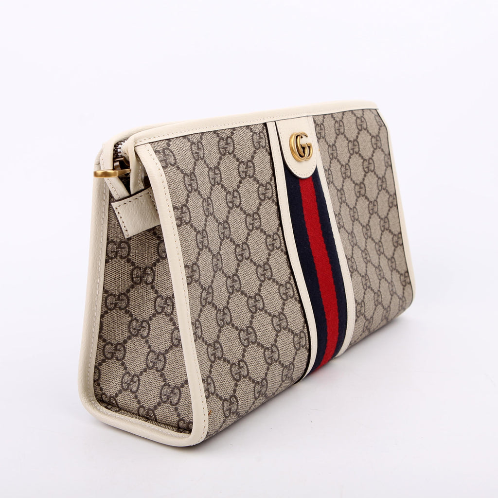 Gucci 598234 GG Supreme Ophidia Toiletry Case White