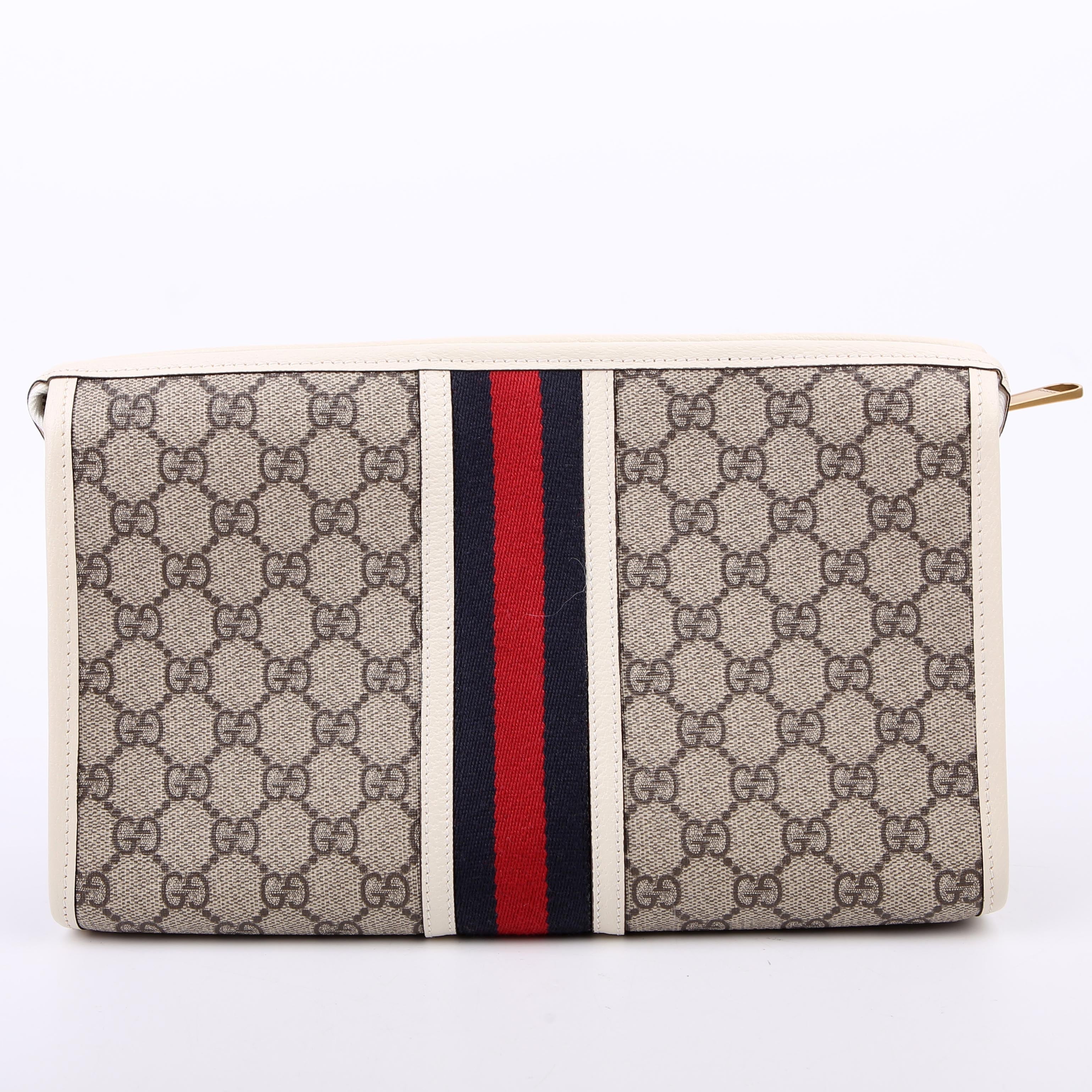 Gucci 598234 GG Supreme Ophidia Toiletry Case White
