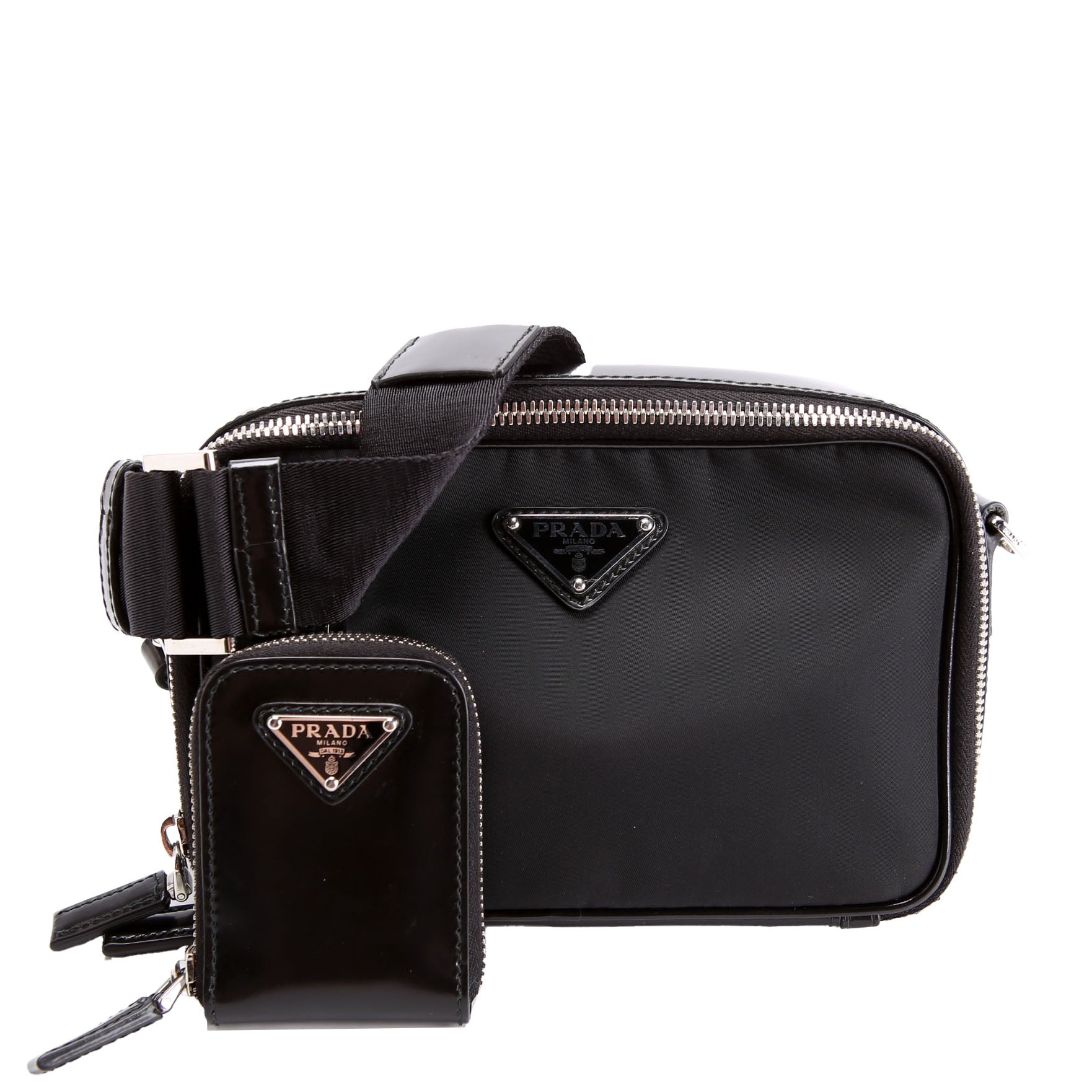 Prada 2VH070 Re-Nylon Small Brique Bag Black/Silver