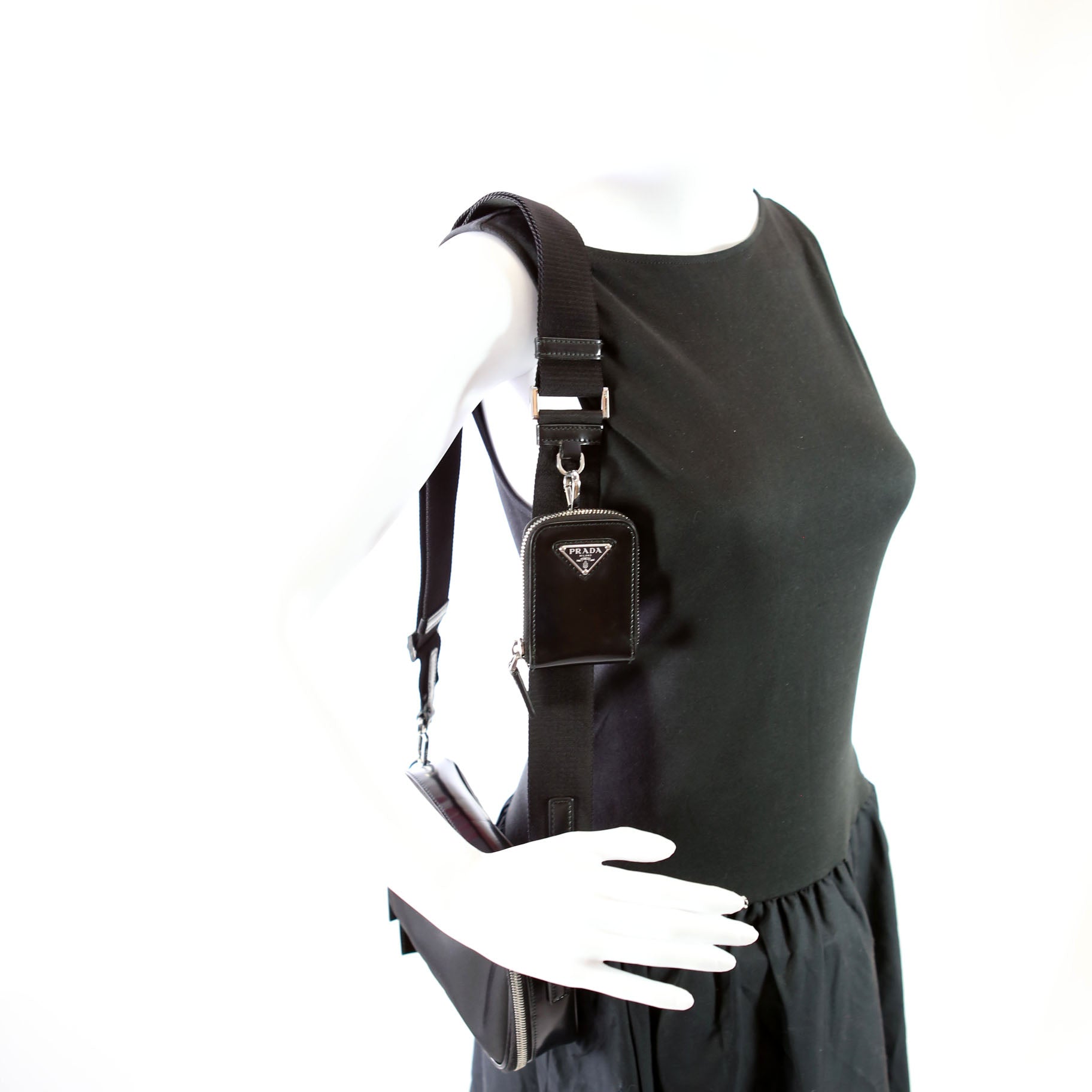 Prada 2VH070 Re-Nylon Small Brique Bag Black/Silver