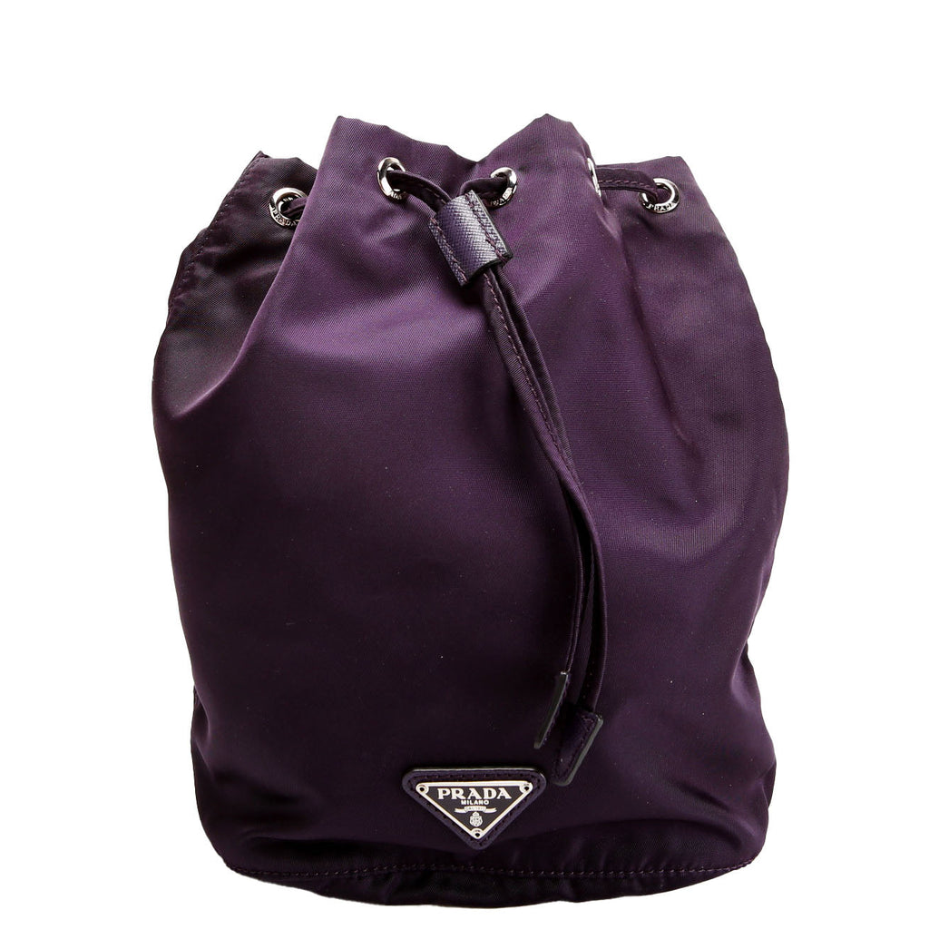 Prada 1NA369 Tessuto Nylon Drawstring Pouch Dark Purple