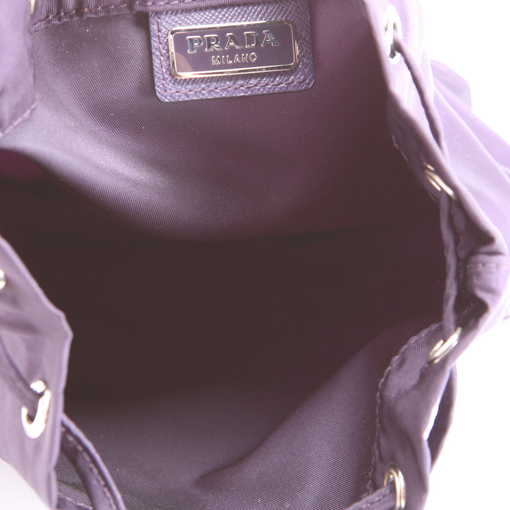 Prada 1NA369 Tessuto Nylon Drawstring Pouch Dark Purple