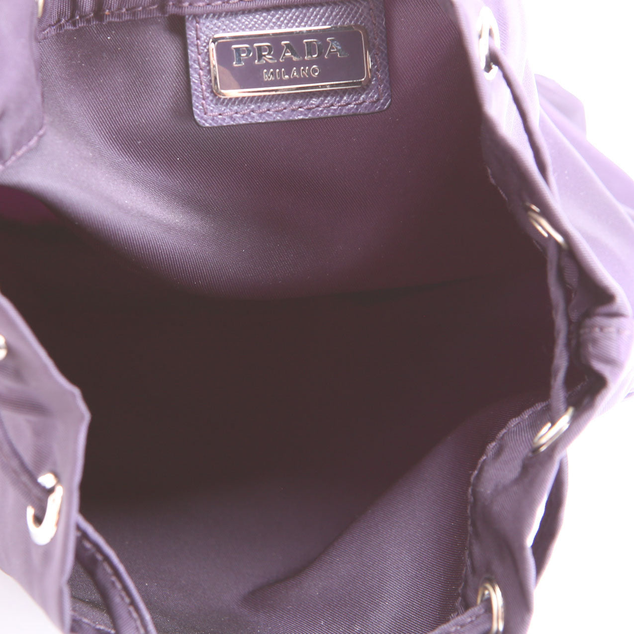 Prada 1NA369 Tessuto Nylon Drawstring Pouch Dark Purple