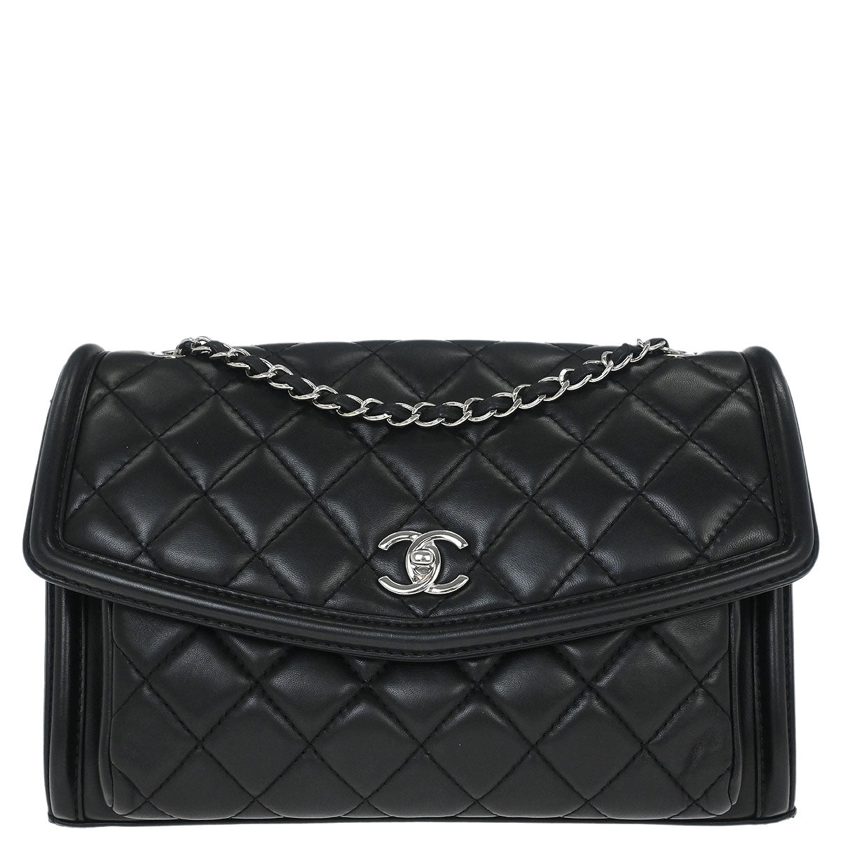 Chanel 2014-2015 Black Lambskin Geometric Flap Shoulder Bag