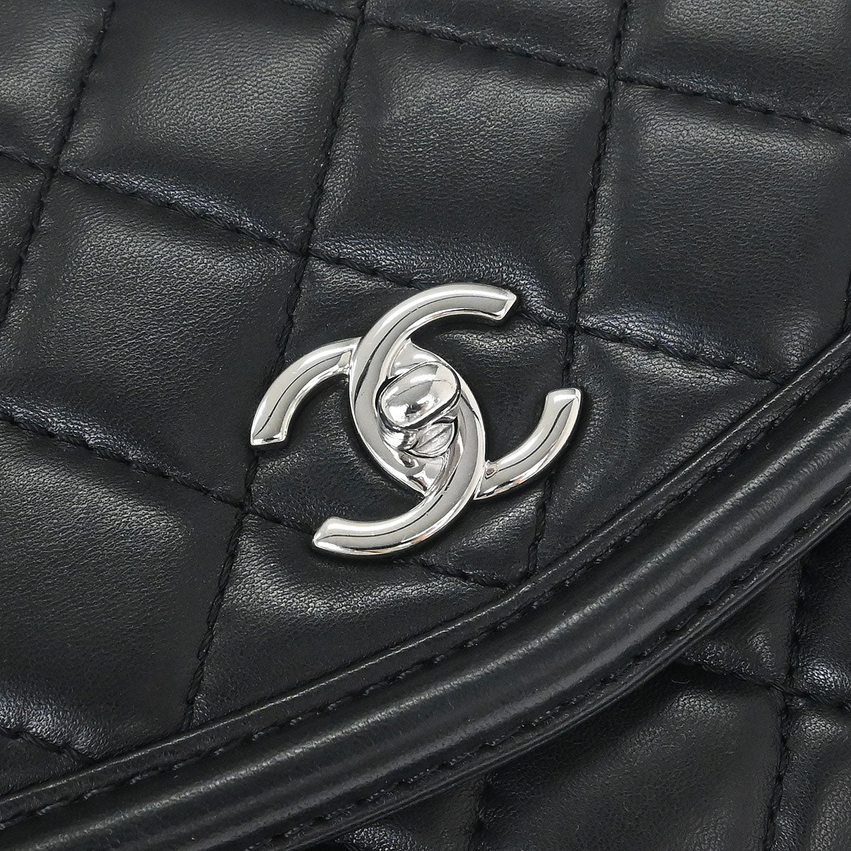 Chanel 2014-2015 Black Lambskin Geometric Flap Shoulder Bag