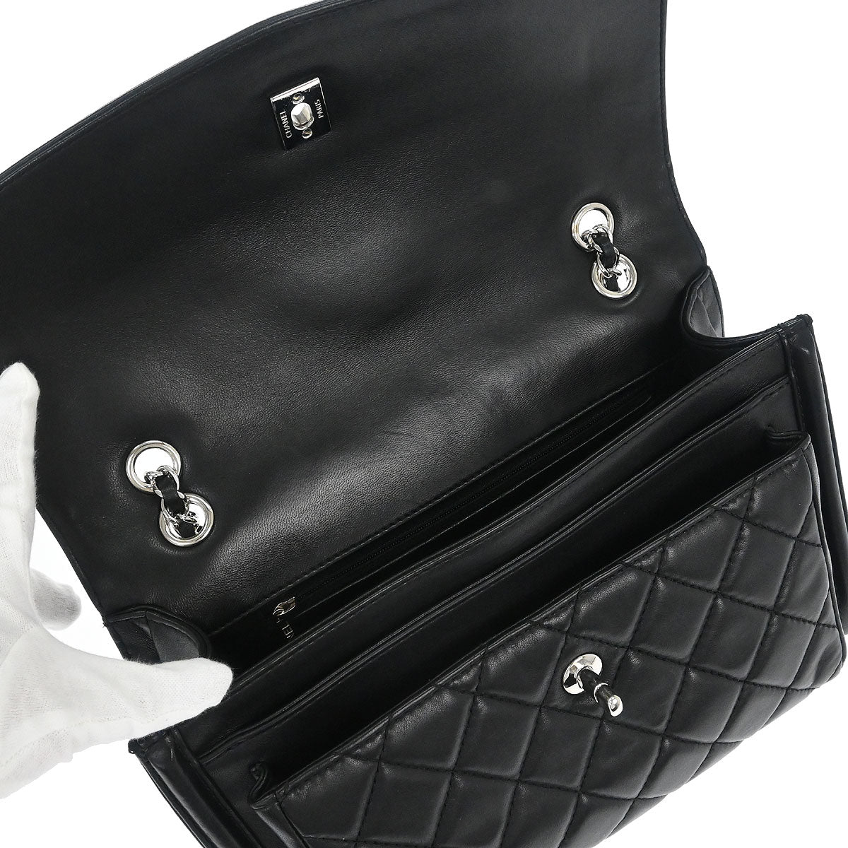 Chanel 2014-2015 Black Lambskin Geometric Flap Shoulder Bag