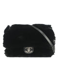 Chanel 2012-2013 Black Rabbit Fur Shoulder Bag
