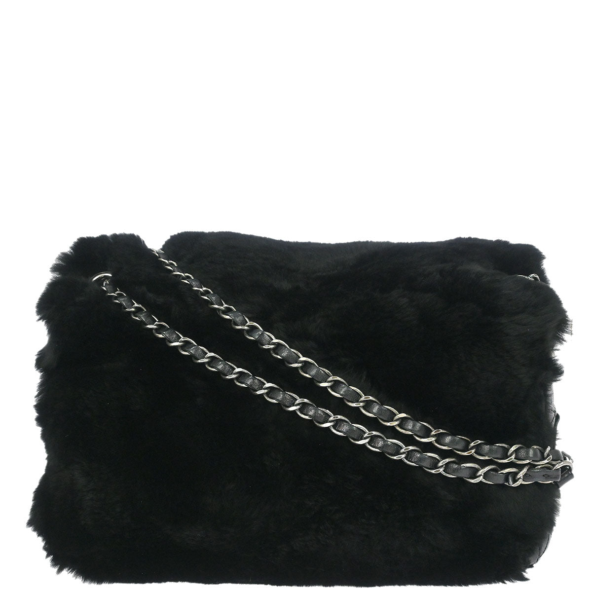Chanel 2012-2013 Black Rabbit Fur Shoulder Bag