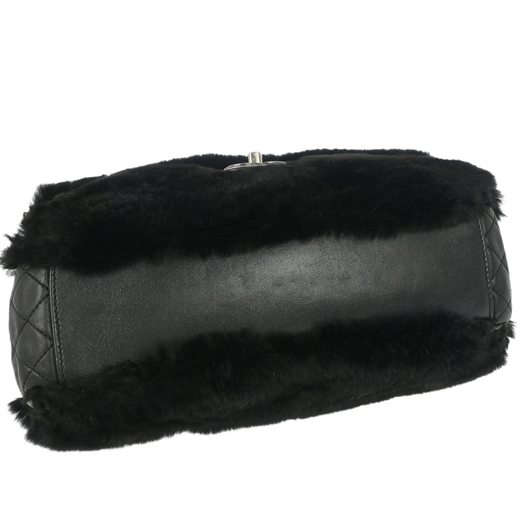 Chanel 2012-2013 Black Rabbit Fur Shoulder Bag