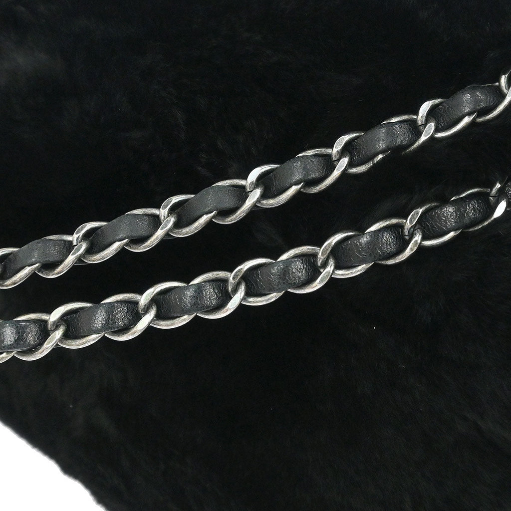 Chanel 2012-2013 Black Rabbit Fur Shoulder Bag