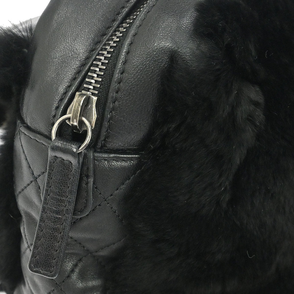 Chanel 2012-2013 Black Rabbit Fur Shoulder Bag
