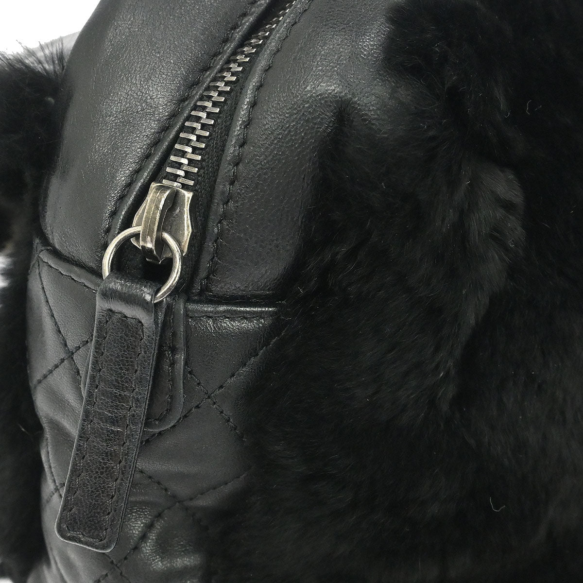Chanel 2012-2013 Black Rabbit Fur Shoulder Bag
