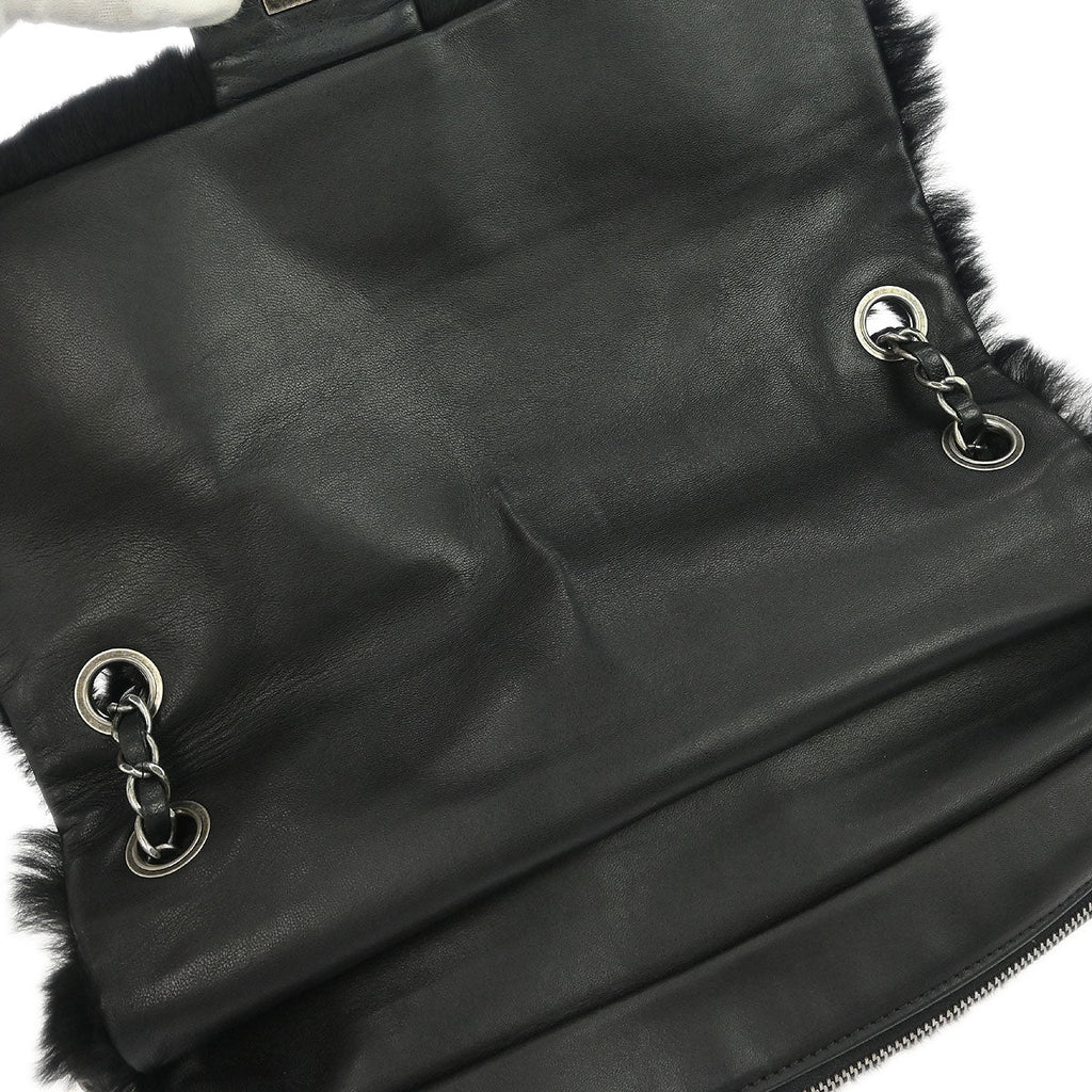 Chanel 2012-2013 Black Rabbit Fur Shoulder Bag