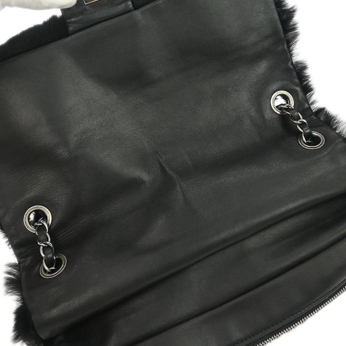 Chanel 2012-2013 Black Rabbit Fur Shoulder Bag