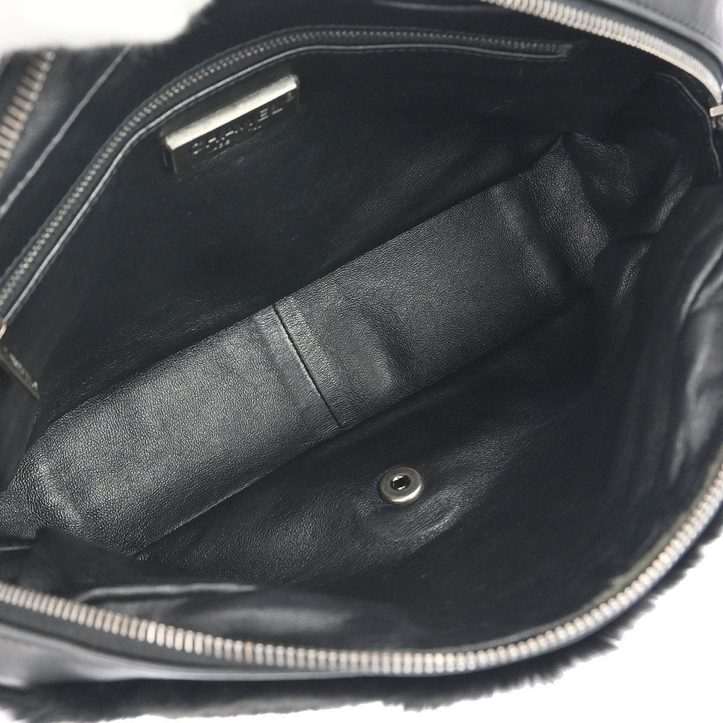 Chanel 2012-2013 Black Rabbit Fur Shoulder Bag