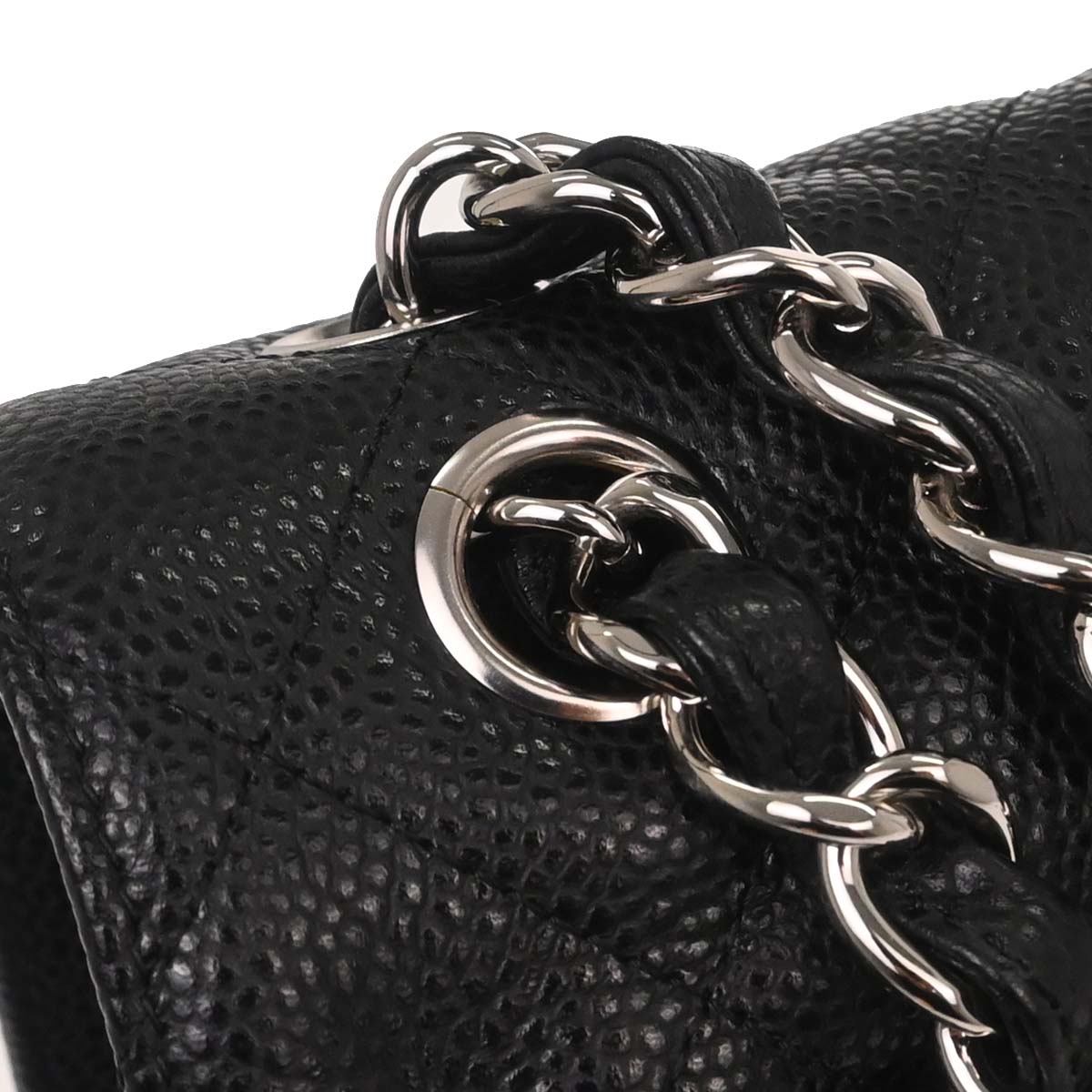Chanel Black Caviar Skin Jumbo Classic Double Flap Shoulder Bag