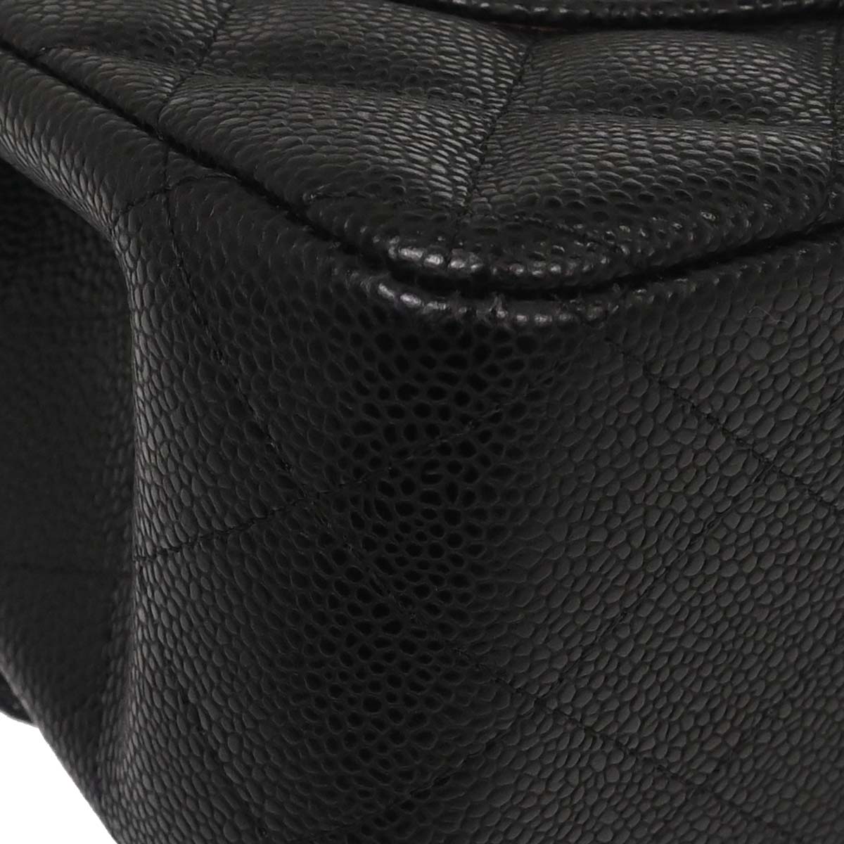 Chanel Black Caviar Skin Jumbo Classic Double Flap Shoulder Bag