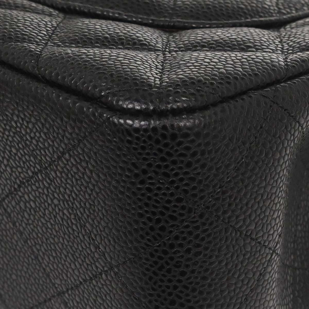 Chanel Black Caviar Skin Jumbo Classic Double Flap Shoulder Bag