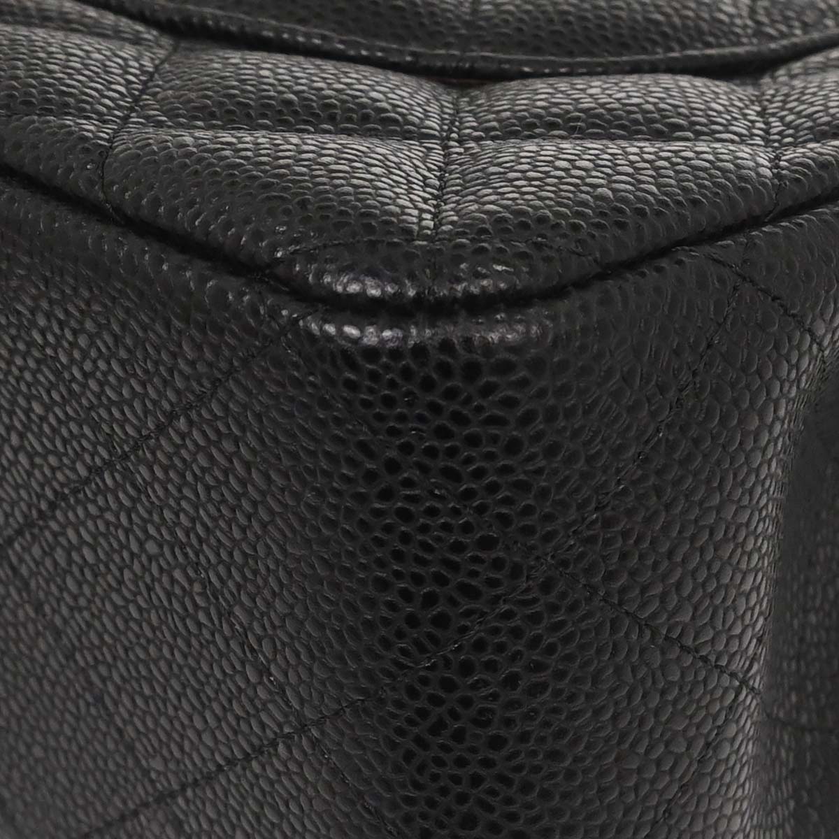 Chanel Black Caviar Skin Jumbo Classic Double Flap Shoulder Bag