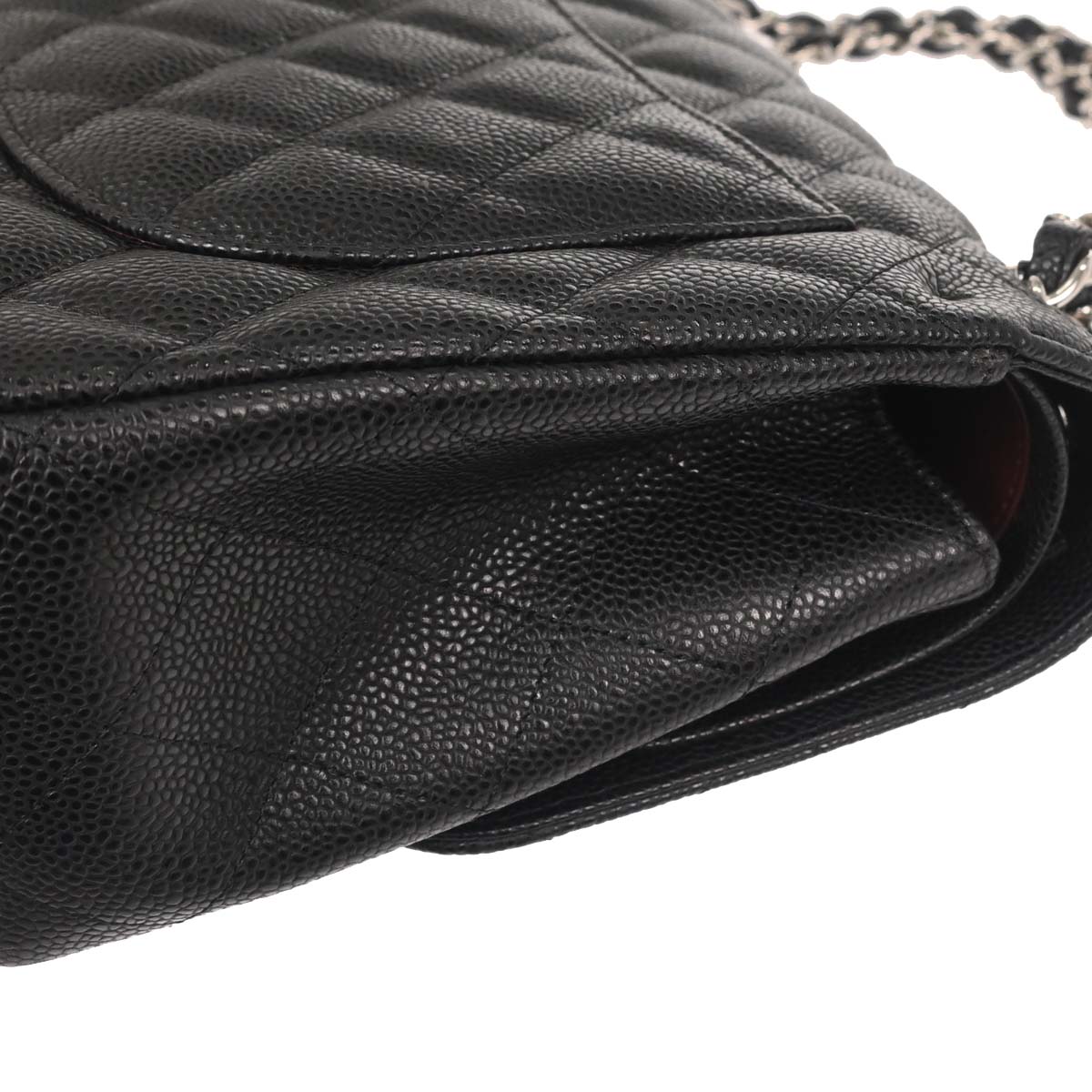 Chanel Black Caviar Skin Jumbo Classic Double Flap Shoulder Bag