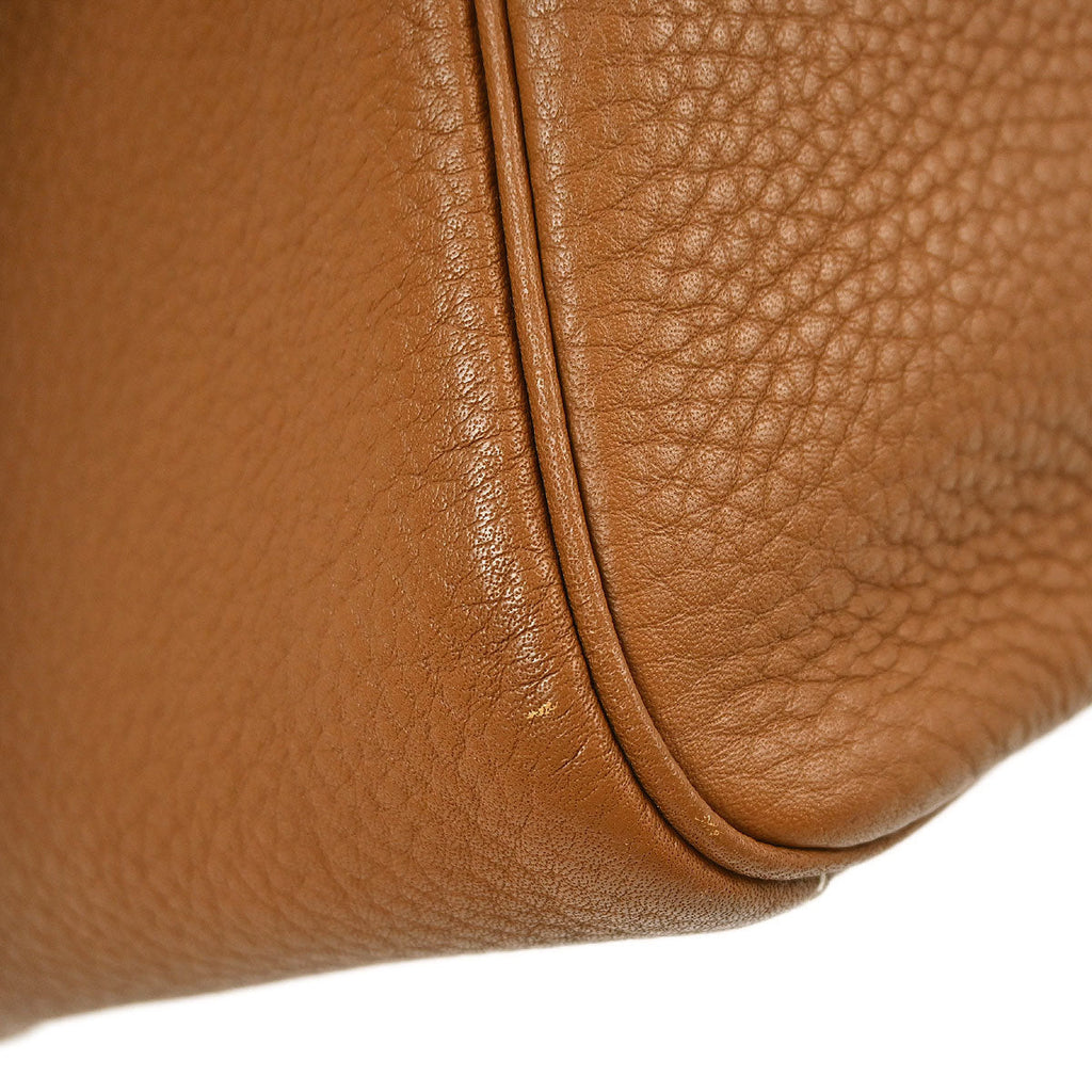 Hermes Gold Taurillon Clemence Lindy 30 Shoulder Bag