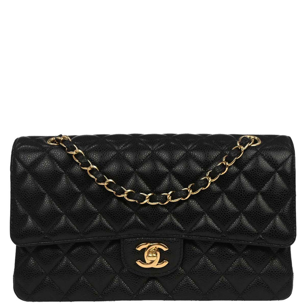 Chanel Black Caviar Skin Medium Classic Double Flap Shoulder Bag