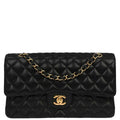Chanel Black Caviar Skin Medium Classic Double Flap Shoulder Bag
