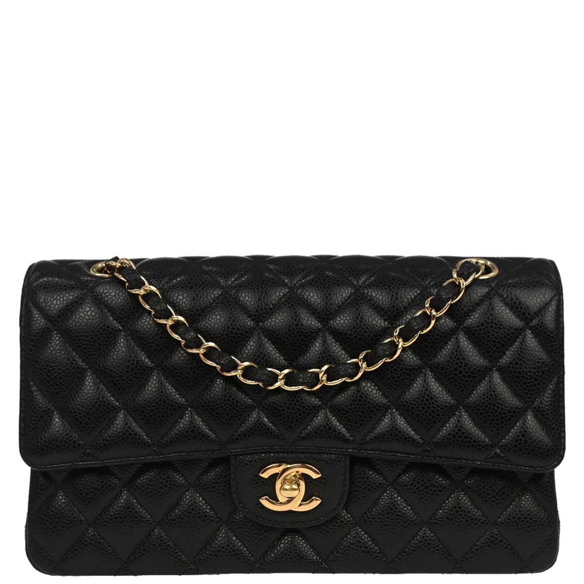 Chanel Black Caviar Skin Medium Classic Double Flap Shoulder Bag