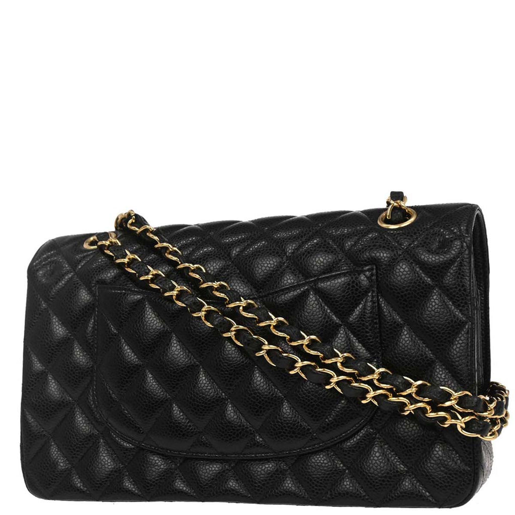 Chanel Black Caviar Skin Medium Classic Double Flap Shoulder Bag