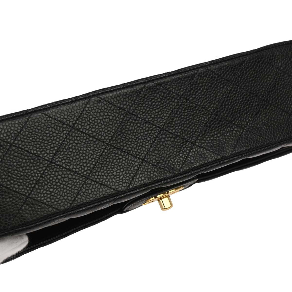 Chanel Black Caviar Skin Medium Classic Double Flap Shoulder Bag