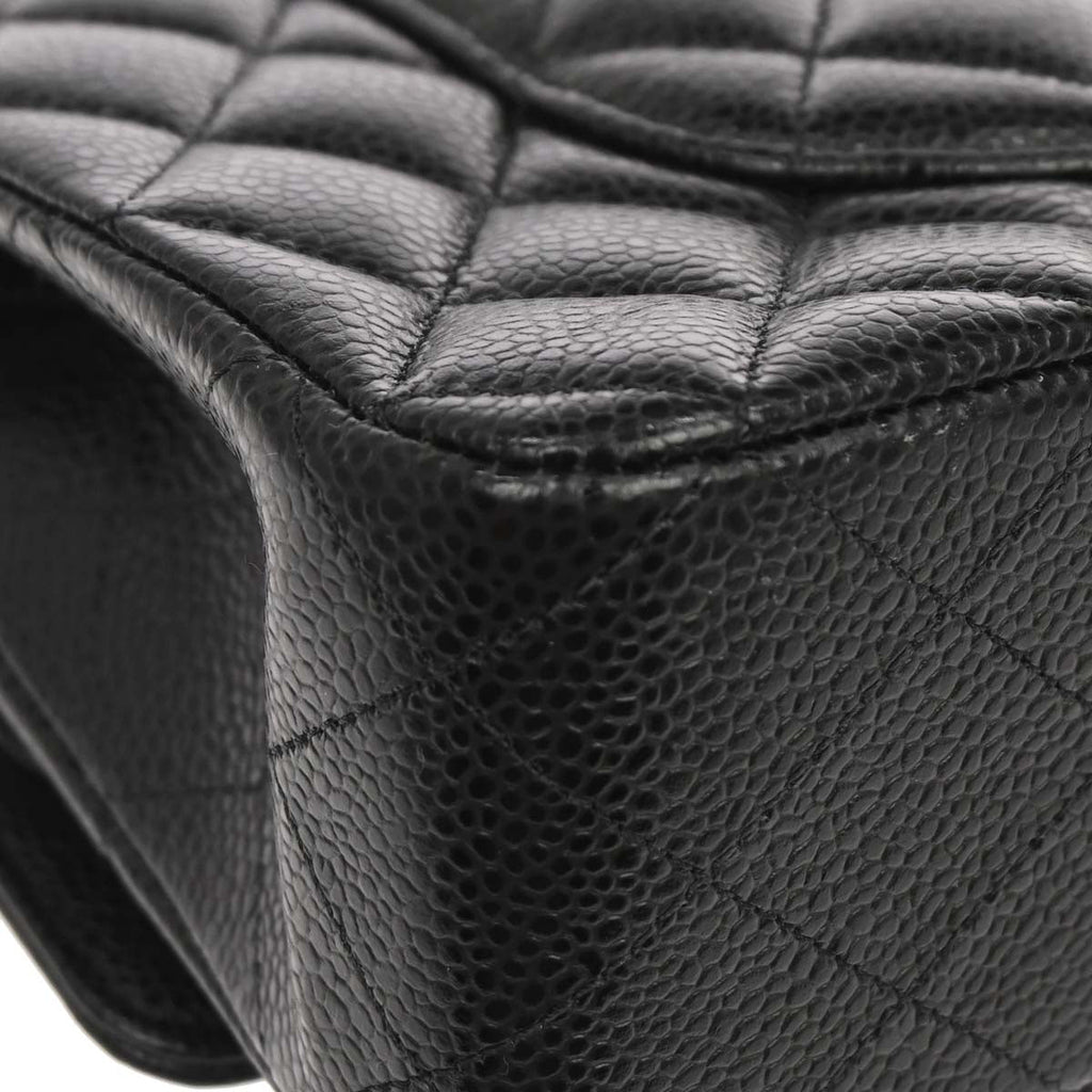 Chanel Black Caviar Skin Medium Classic Double Flap Shoulder Bag