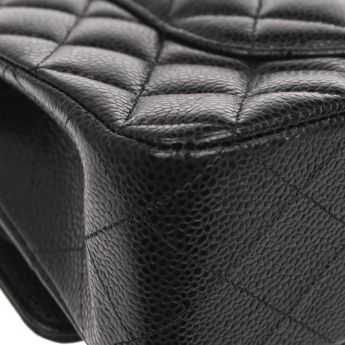 Chanel Black Caviar Skin Medium Classic Double Flap Shoulder Bag