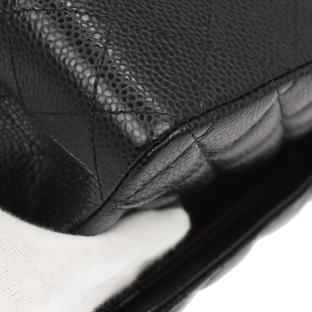 Chanel Black Caviar Skin Medium Classic Double Flap Shoulder Bag