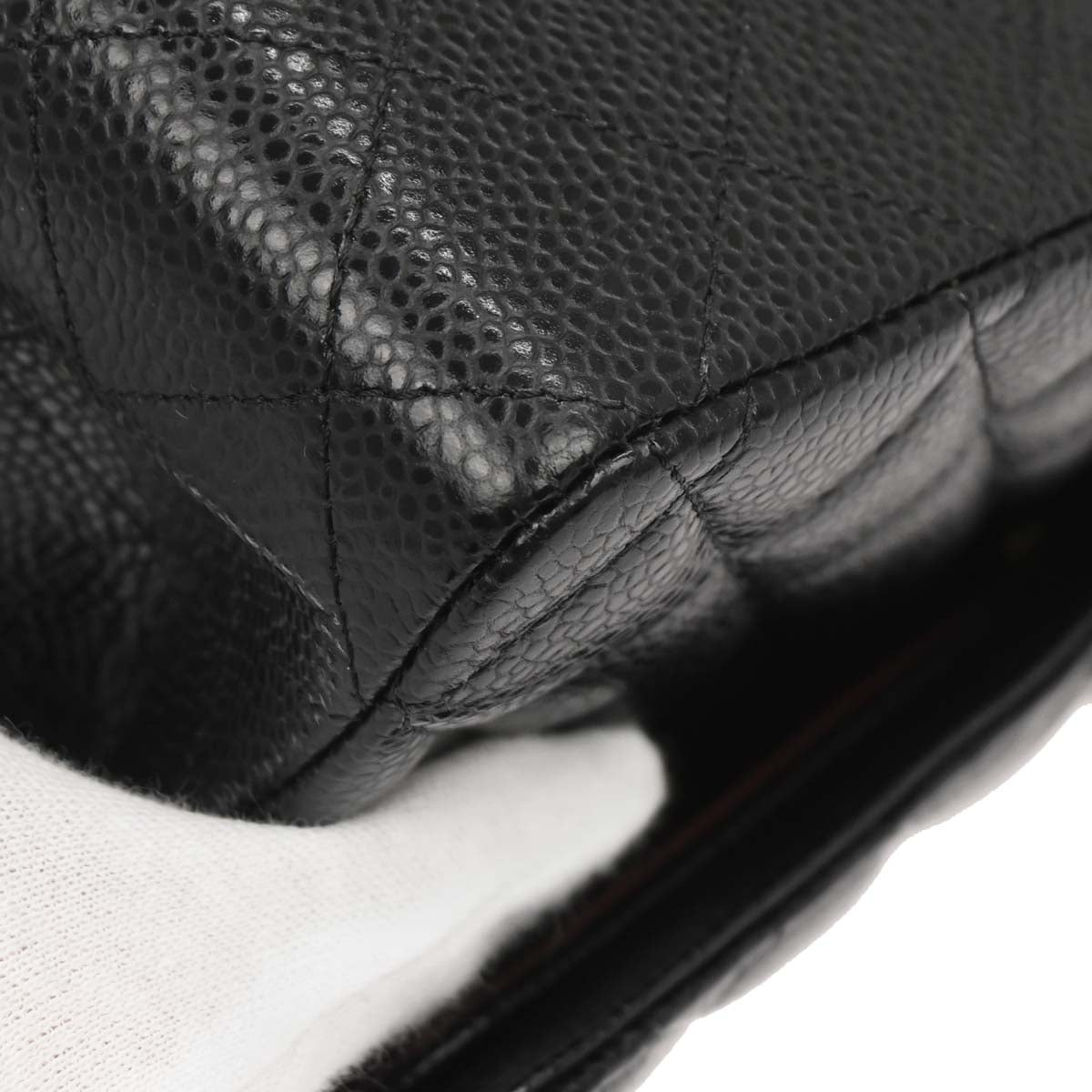 Chanel Black Caviar Skin Medium Classic Double Flap Shoulder Bag