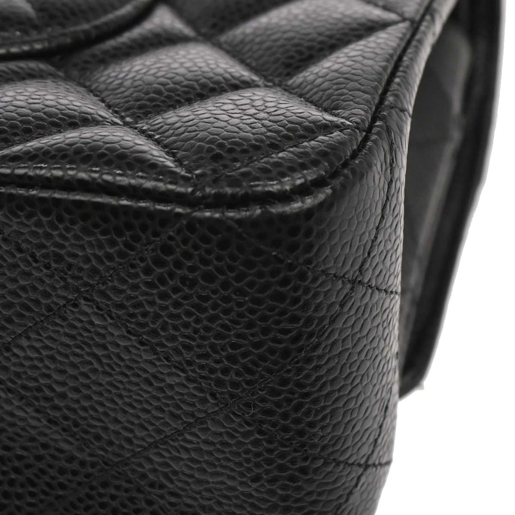Chanel Black Caviar Skin Medium Classic Double Flap Shoulder Bag