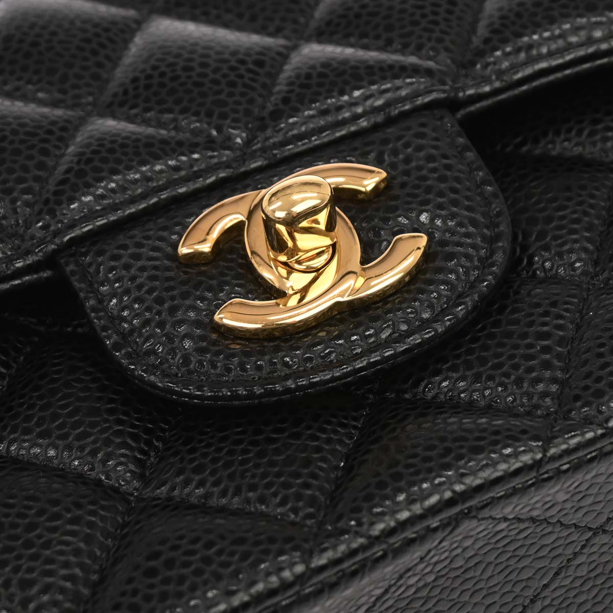 Chanel Black Caviar Skin Medium Classic Double Flap Shoulder Bag