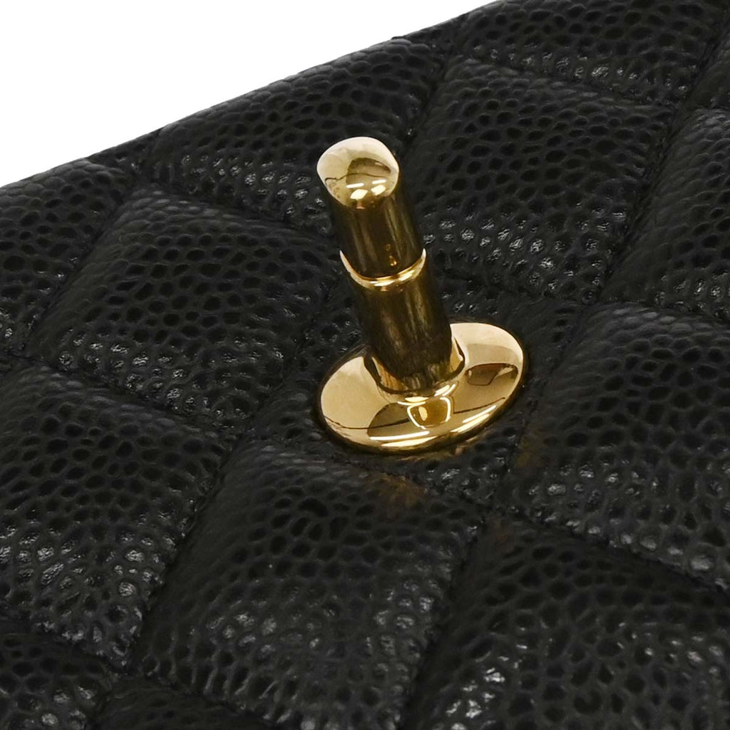 Chanel Black Caviar Skin Medium Classic Double Flap Shoulder Bag