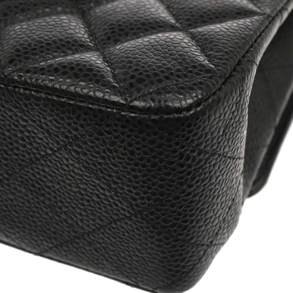 Chanel Black Caviar Skin Medium Classic Double Flap Shoulder Bag