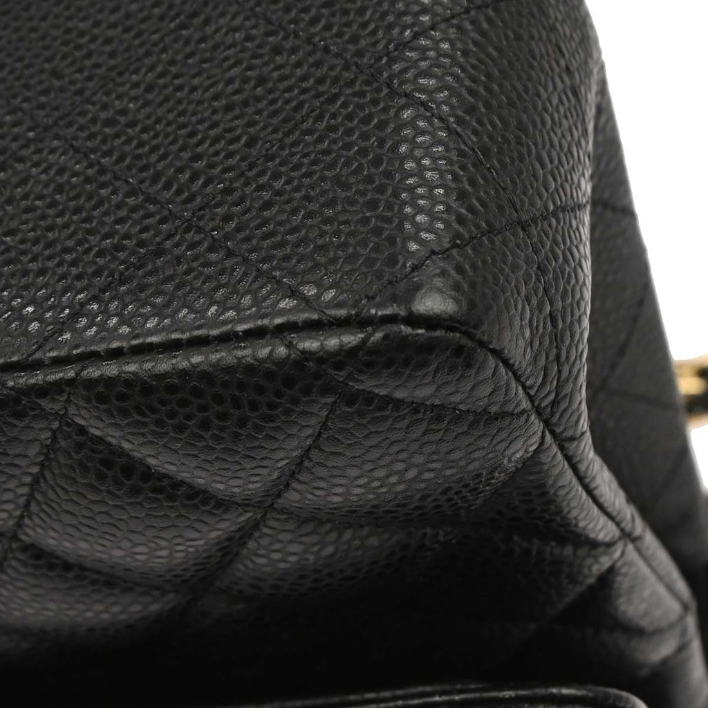 Chanel Black Caviar Skin Medium Classic Double Flap Shoulder Bag