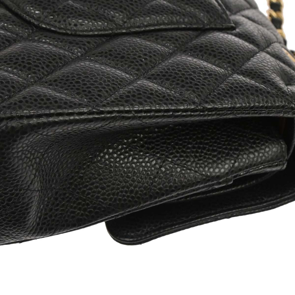 Chanel Black Caviar Skin Medium Classic Double Flap Shoulder Bag