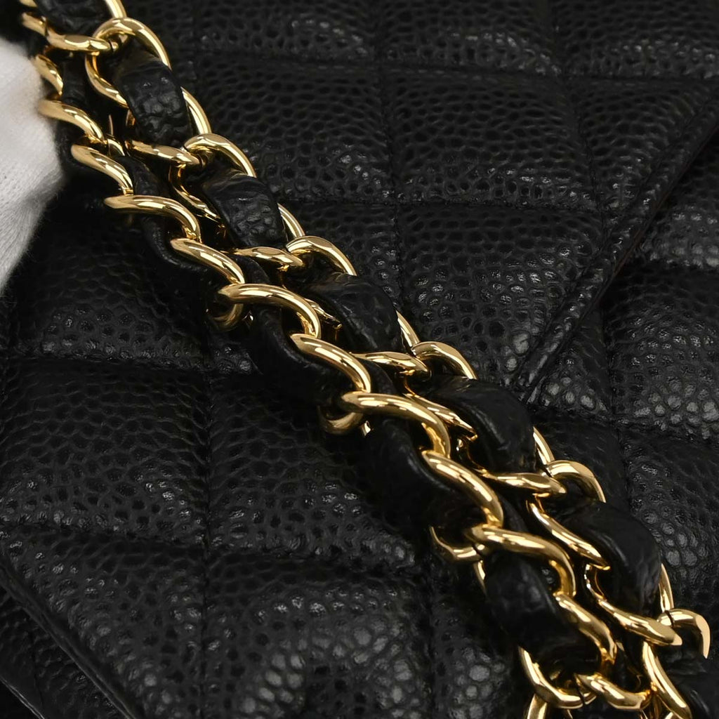 Chanel Black Caviar Skin Medium Classic Double Flap Shoulder Bag