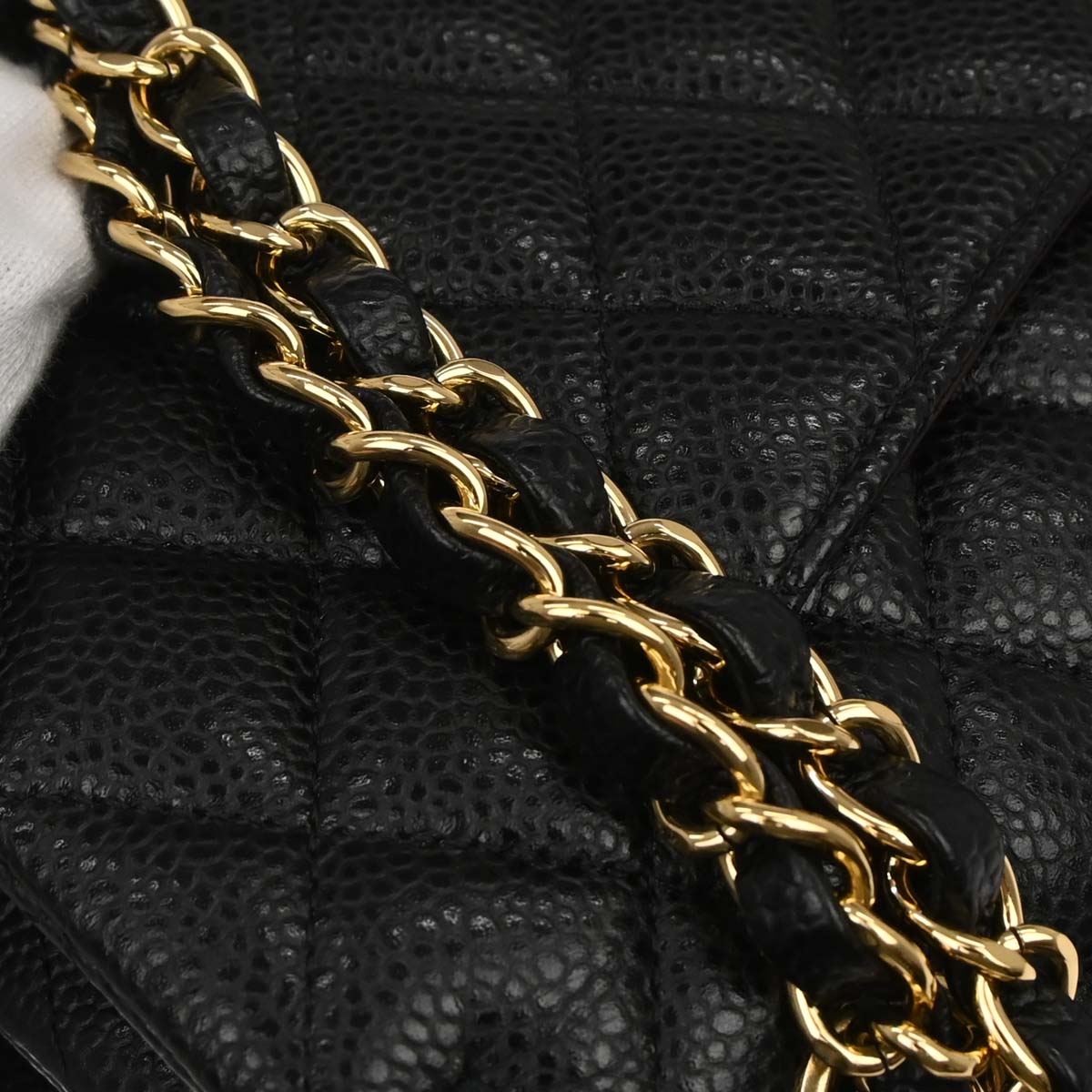 Chanel Black Caviar Skin Medium Classic Double Flap Shoulder Bag