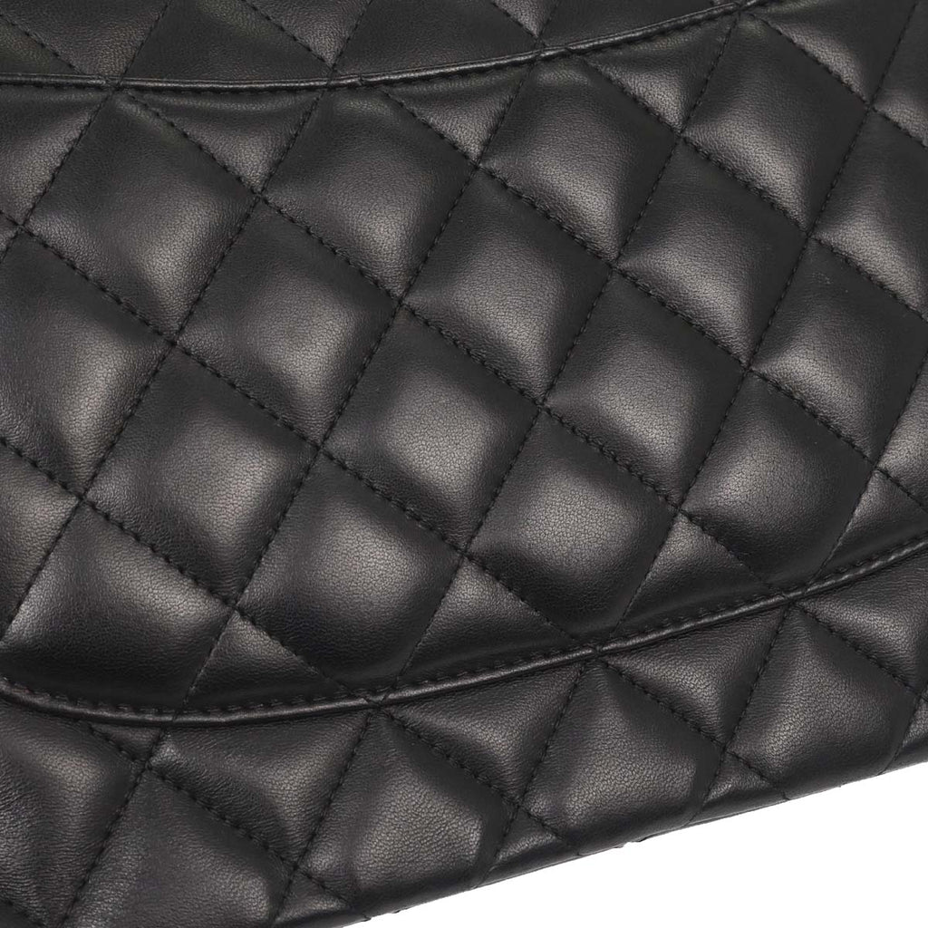 Chanel Black Lambskin Jumbo Classic Double Flap Shoulder Bag