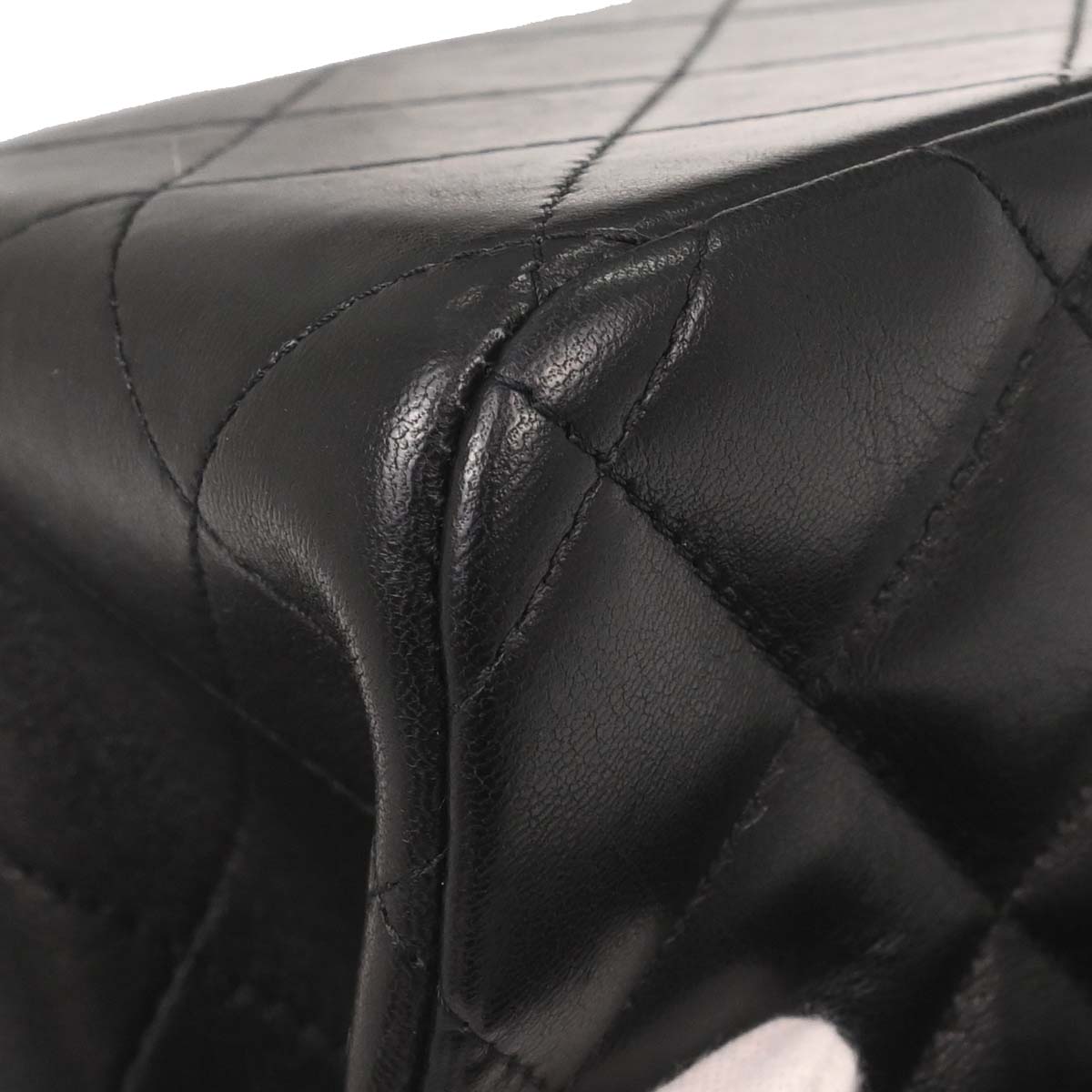 Chanel Black Lambskin Jumbo Classic Double Flap Shoulder Bag