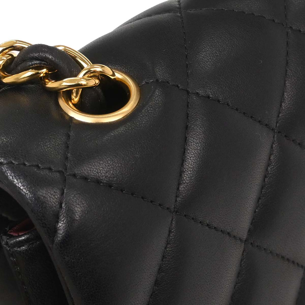 Chanel Black Lambskin Jumbo Classic Double Flap Shoulder Bag