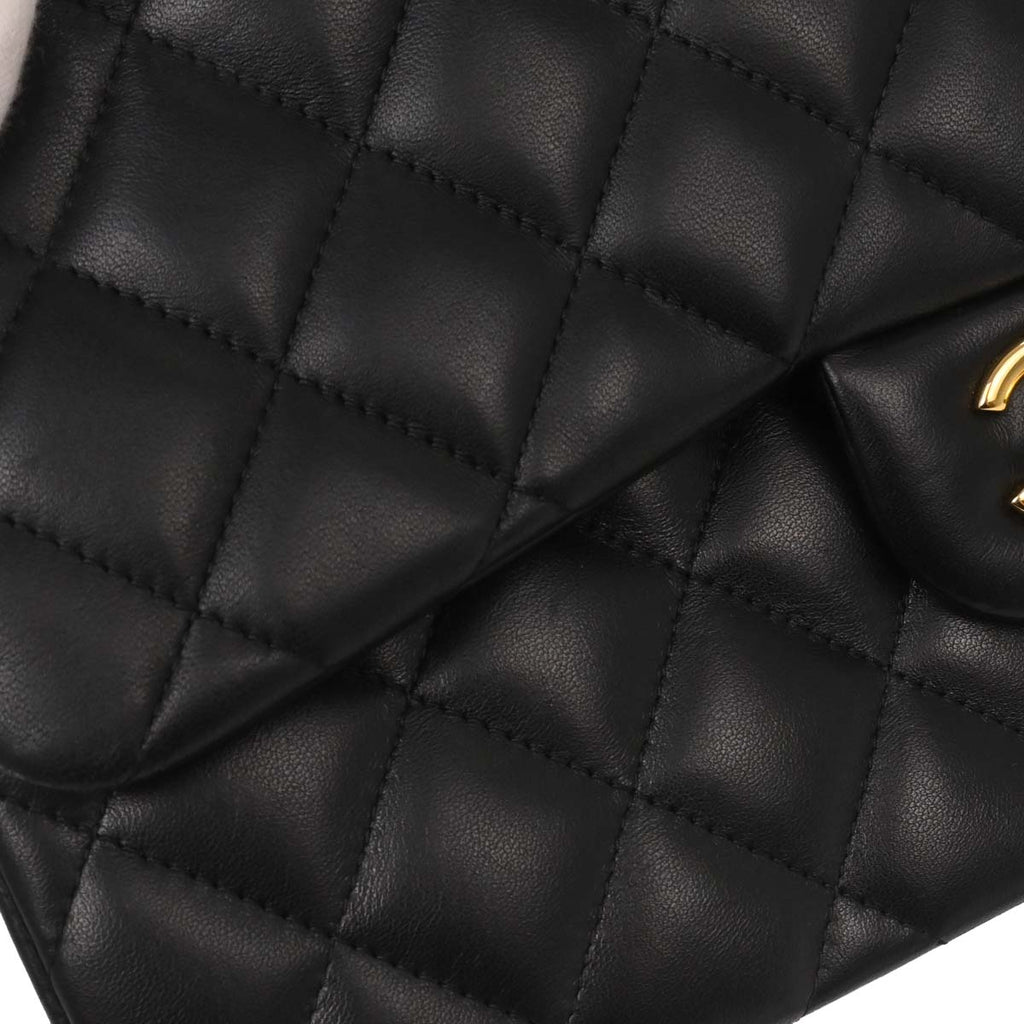 Chanel Black Lambskin Jumbo Classic Double Flap Shoulder Bag