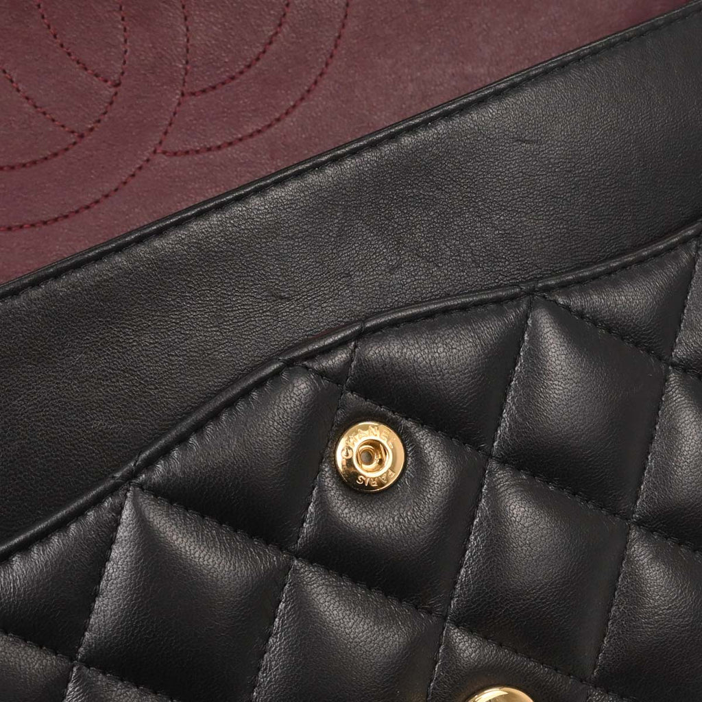 Chanel Black Lambskin Jumbo Classic Double Flap Shoulder Bag